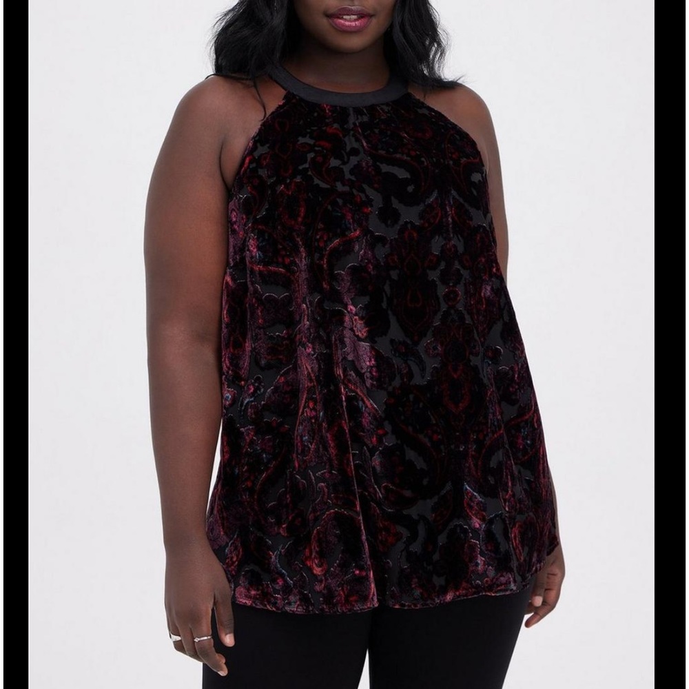 Torrid Halter Tunic Tank - Burnout Velvet Paisley